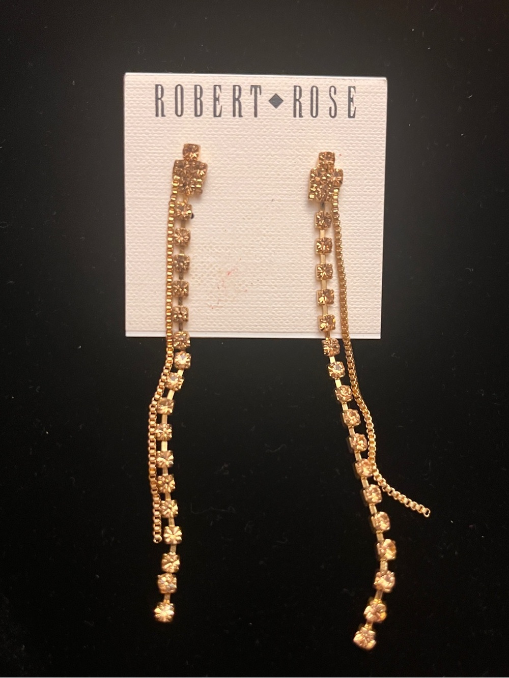 Robert Rose Gold Crystal Drop Earrings Posts NWT